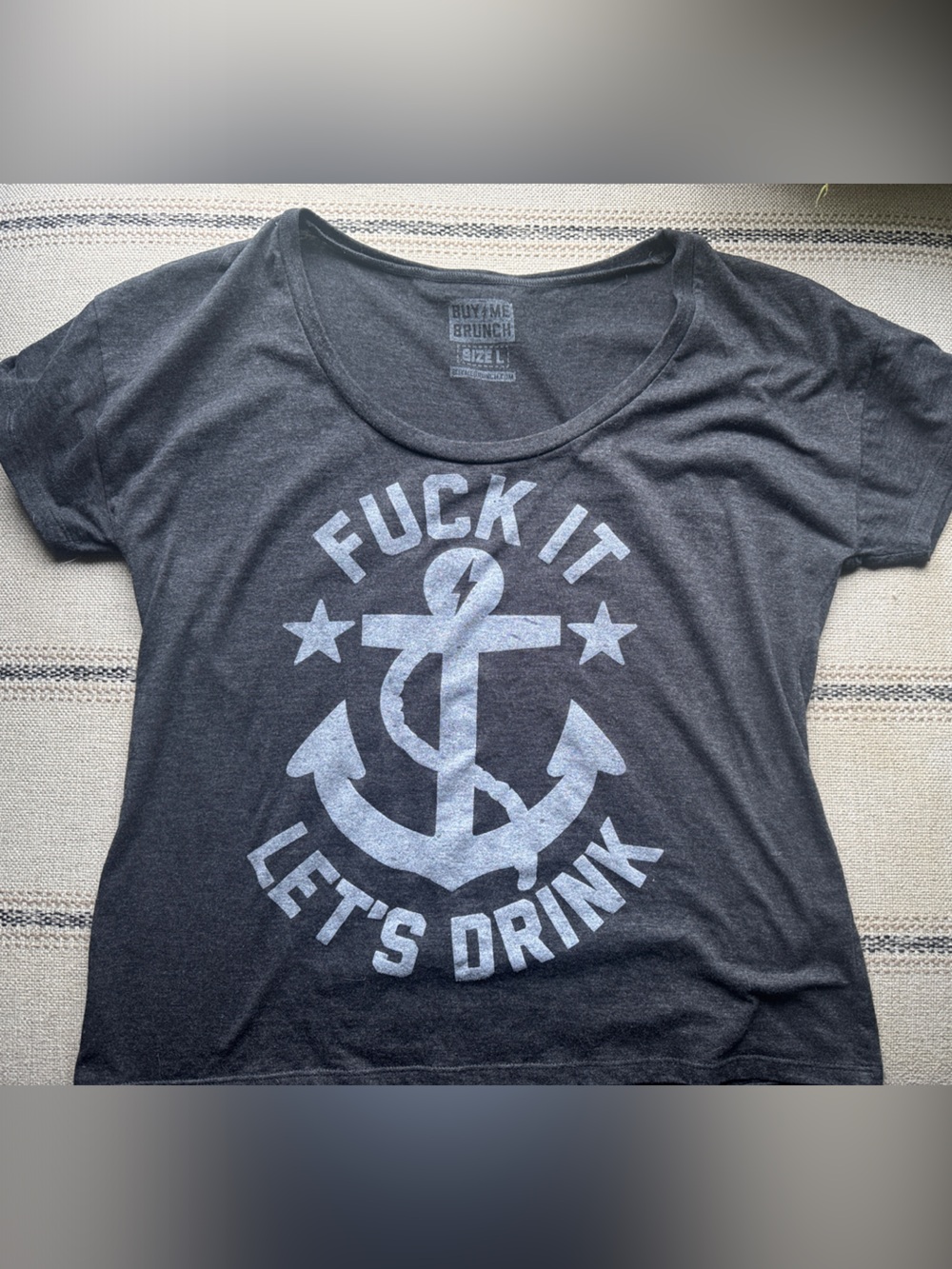 Black Graphic women’s T-Shirt with Anchor Print